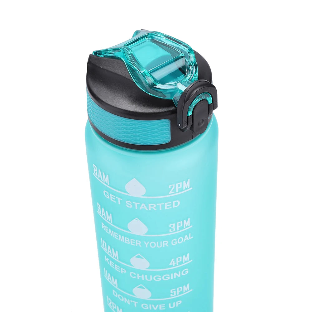 1000Ml Sports Water Bottle With Straw Time Marker Outdoor Camping Cup Student Drinking Water Cup Leakproof Portable Cups