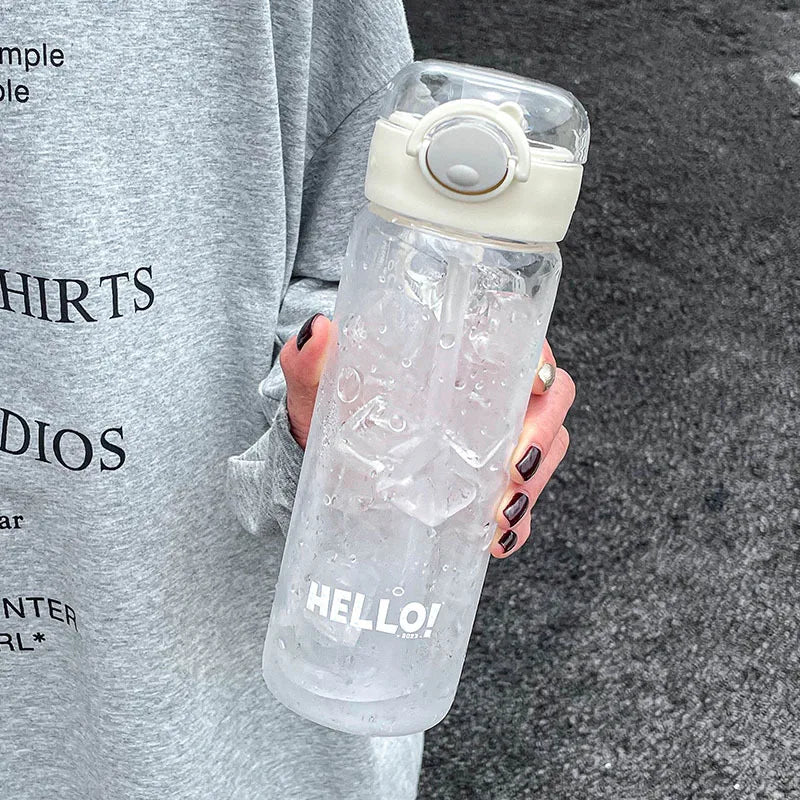 500/600ML Large Capacity Plastic Straw Water Bottles For School Sports Water Bottle BPA Free Portable Leak-proof Drinkware Cup