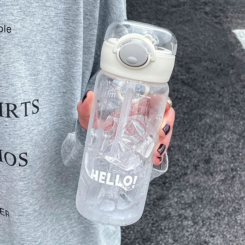 500/600ML Large Capacity Plastic Straw Water Bottles For School Sports Water Bottle BPA Free Portable Leak-proof Drinkware Cup