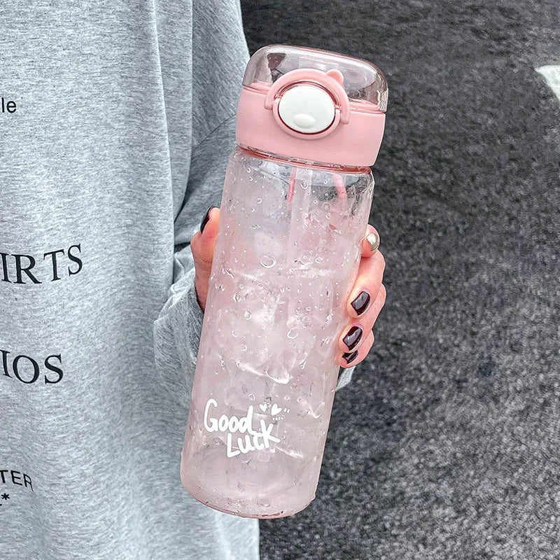 500/600ML Large Capacity Plastic Straw Water Bottles For School Sports Water Bottle BPA Free Portable Leak-proof Drinkware Cup
