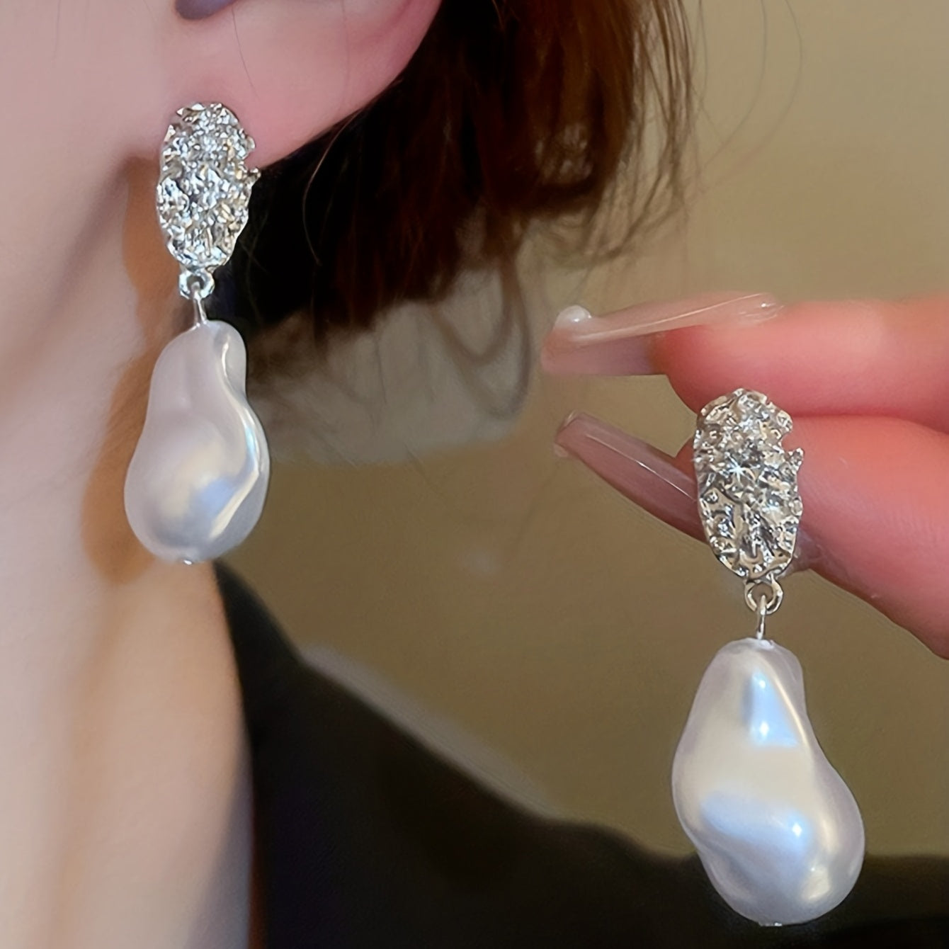 Irregular Faux Pearl Decor Dangle Earrings Alloy Jewelry Match Daily Outfits Party Accessories Golden Or Silvery Pick One U Prefer