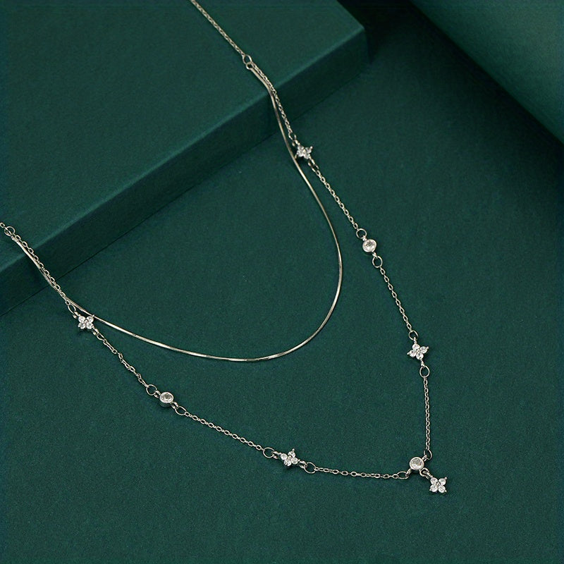 Four-leaf Clover & Round Shape zirconia Chain Necklace For Women Luxury Collar Choker Accessories