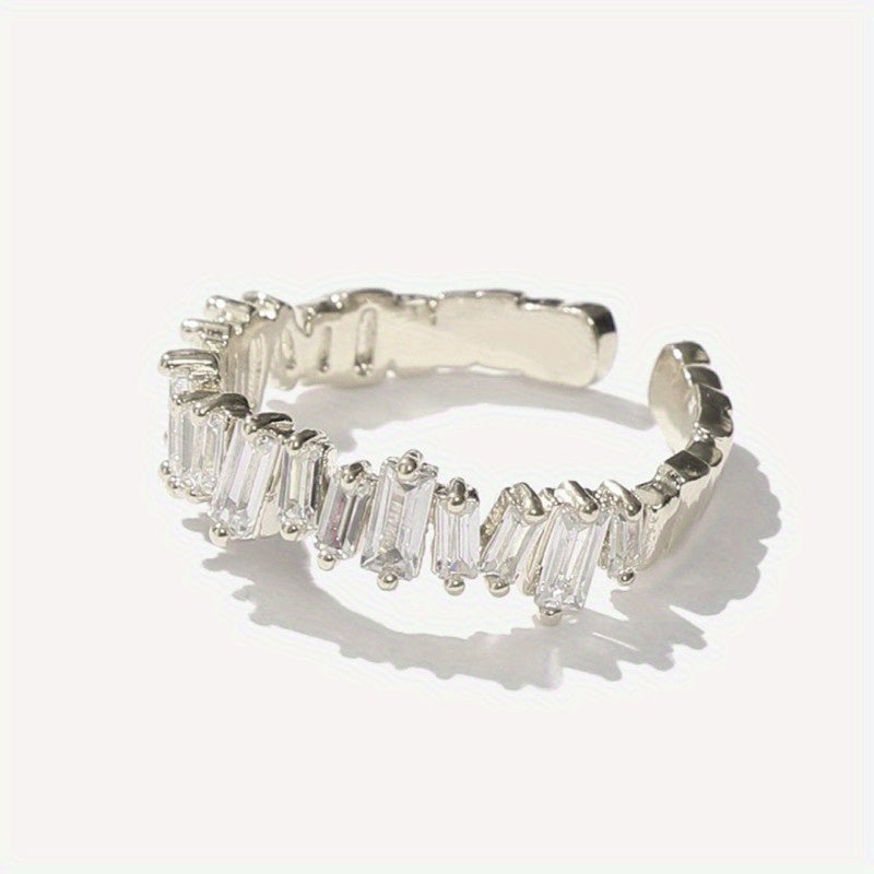 Kpop Style Cuff Ring Inlaid Shining zirconia 18k Gold Plated Multi Styles To Choose Match Daily Outfits Suitable For Men And Women