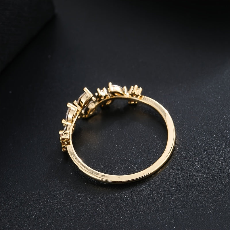 Leaf Inlaid zirconia Open Ring Silver Plated Adjustable Fine Jewelry For Women Party Banquet Wedding Decor